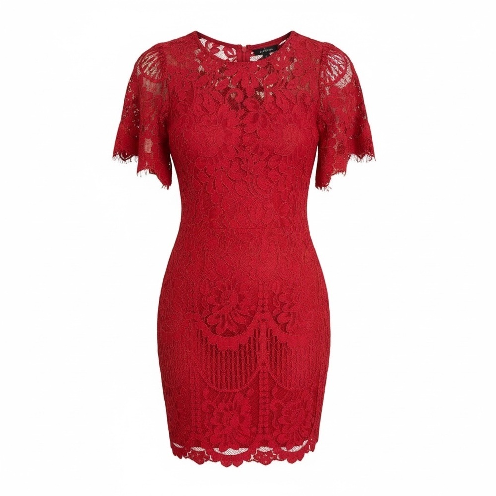 Lulus Red Lace Overlay Mini Cocktail Dress Size M Party Glam Night Out Evening
